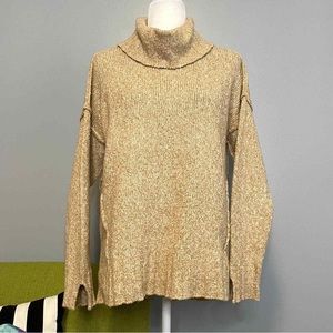 Michael Kors Taupe Cowl Neck Sweater with Exposed Seams Size Small